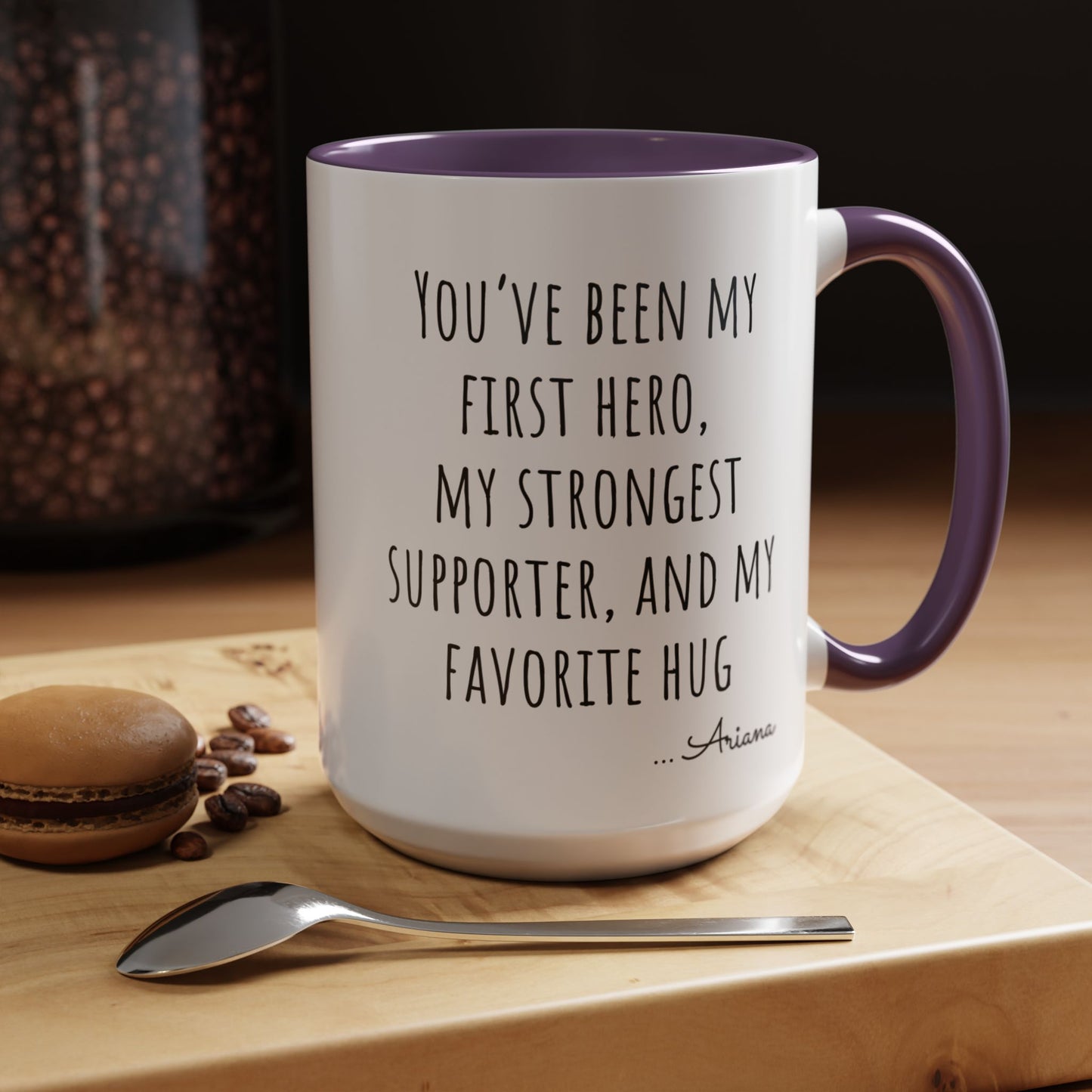 Father’s Day Mug with Heartfelt Quote – “You’ve Been My First Hero” Coffee Cup Gift from Daughter or Son