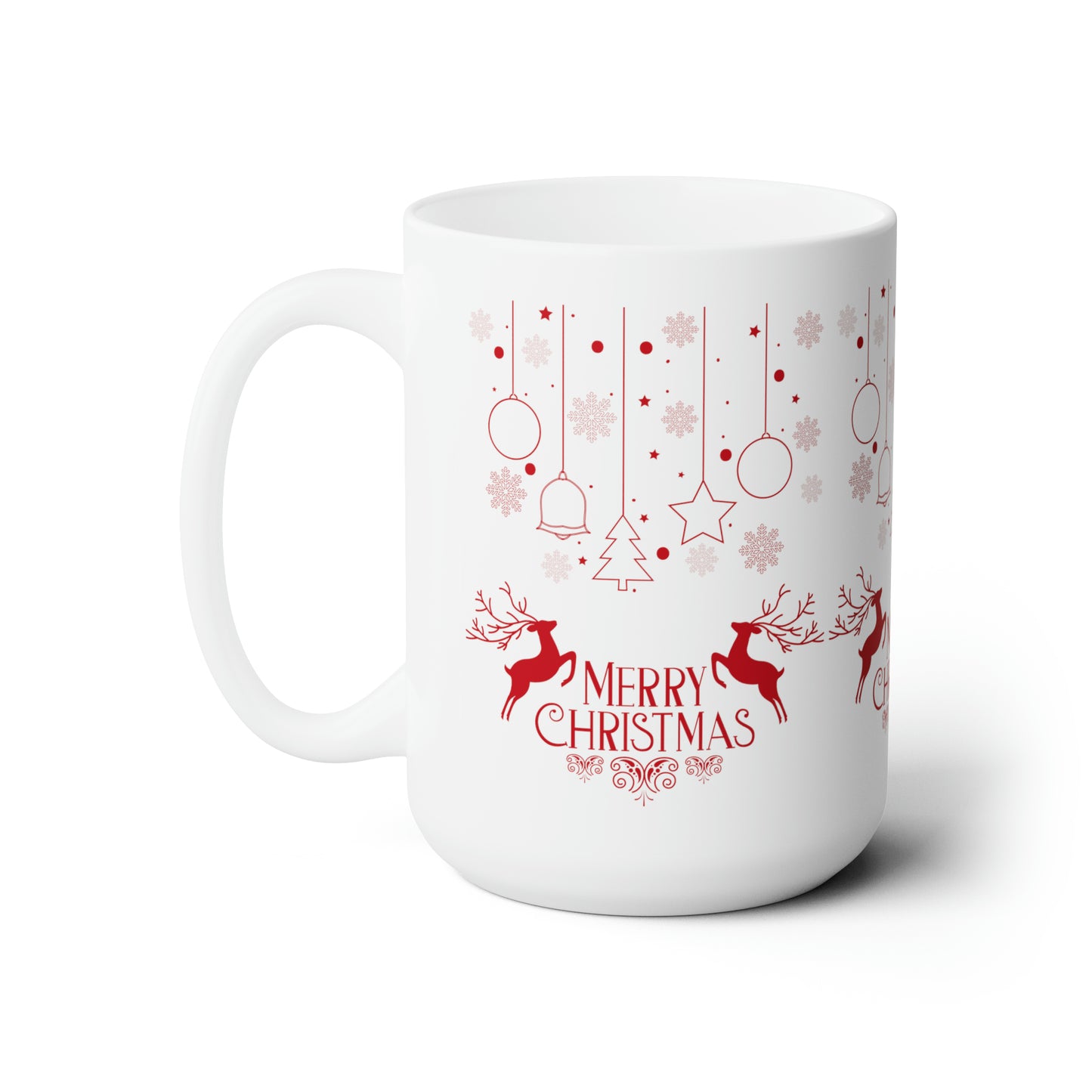 Merry Christmas Printed Ceramic Mug, 15oz, Red