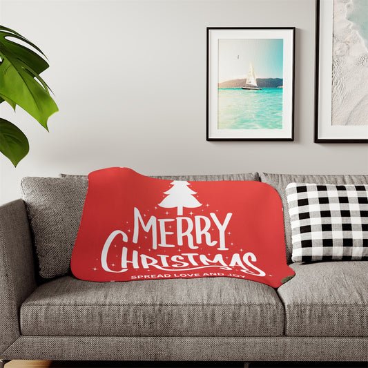 Merry Christmas, Spread Love and Joy Printed Sherpa Blanket