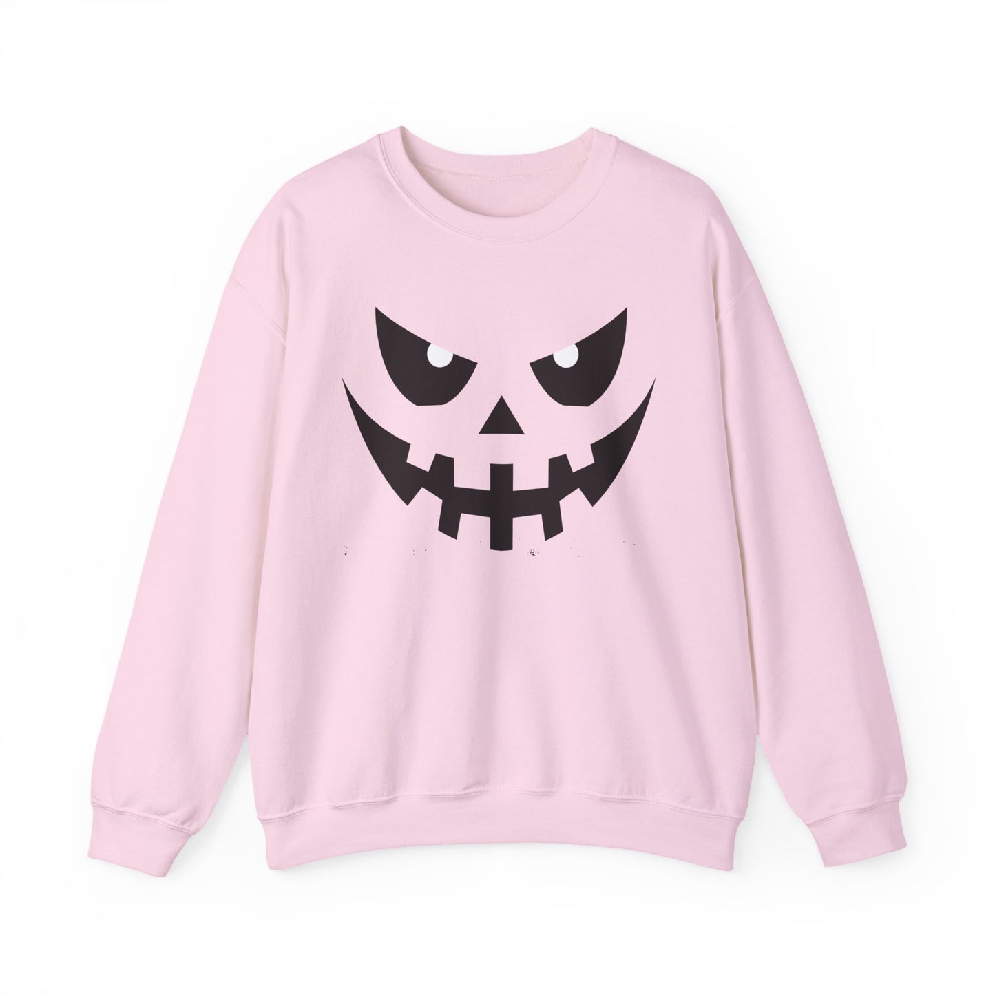 Creepy Pumpkin Face Halloween Sweatshirt – Beige Graphic Pullover for Spooky Season