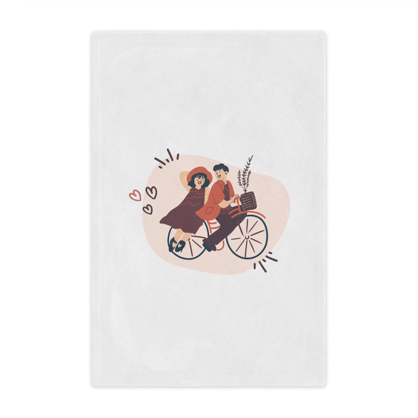 Couple on Cycle Printed Valentine Minky Blanket