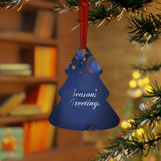 Season's Greetings Metal Ornaments for Festivals, Blue