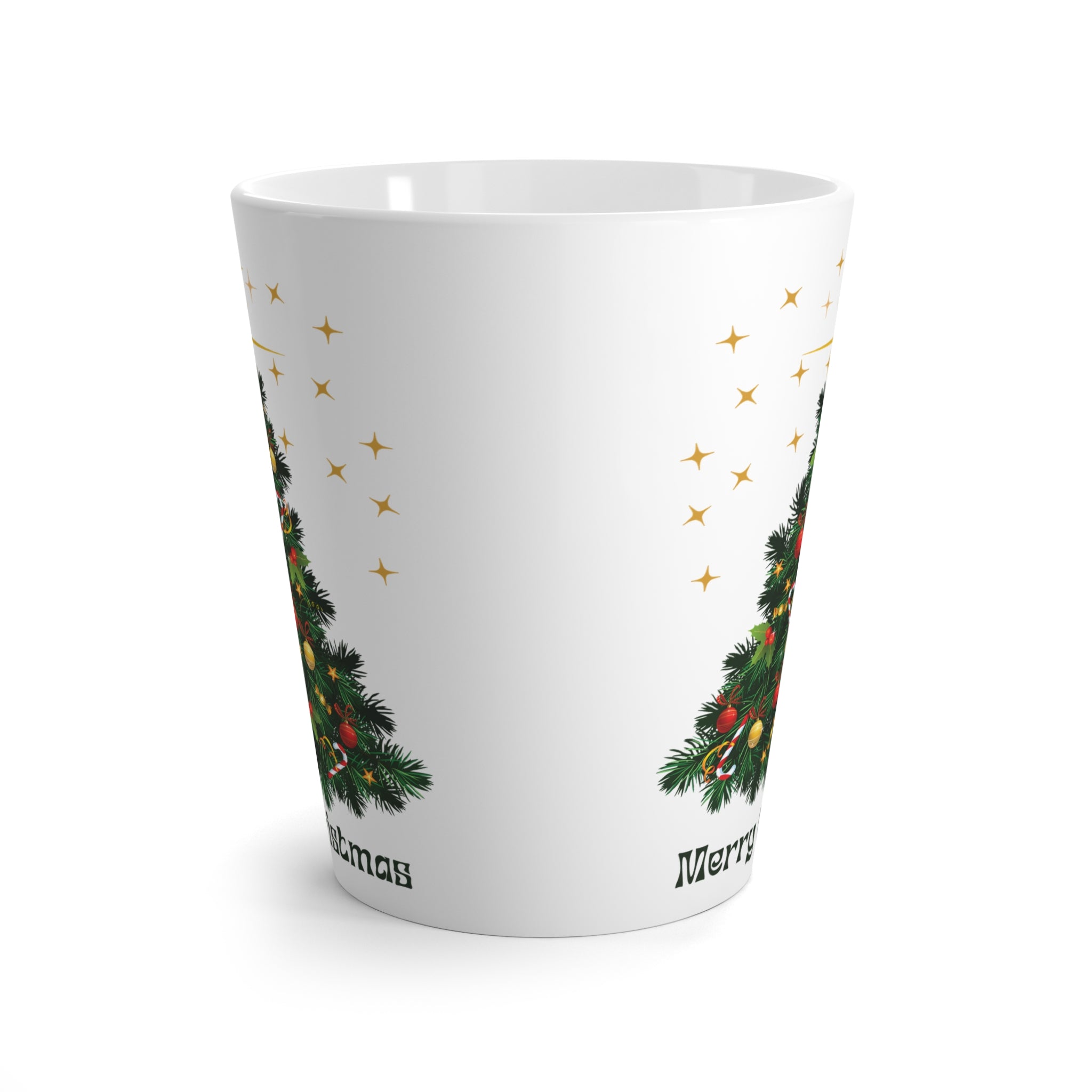 12oz Ceramic Latte Mug with Christmas Tree and “Merry Christmas” Design – Festive Gift for Coffee Lovers