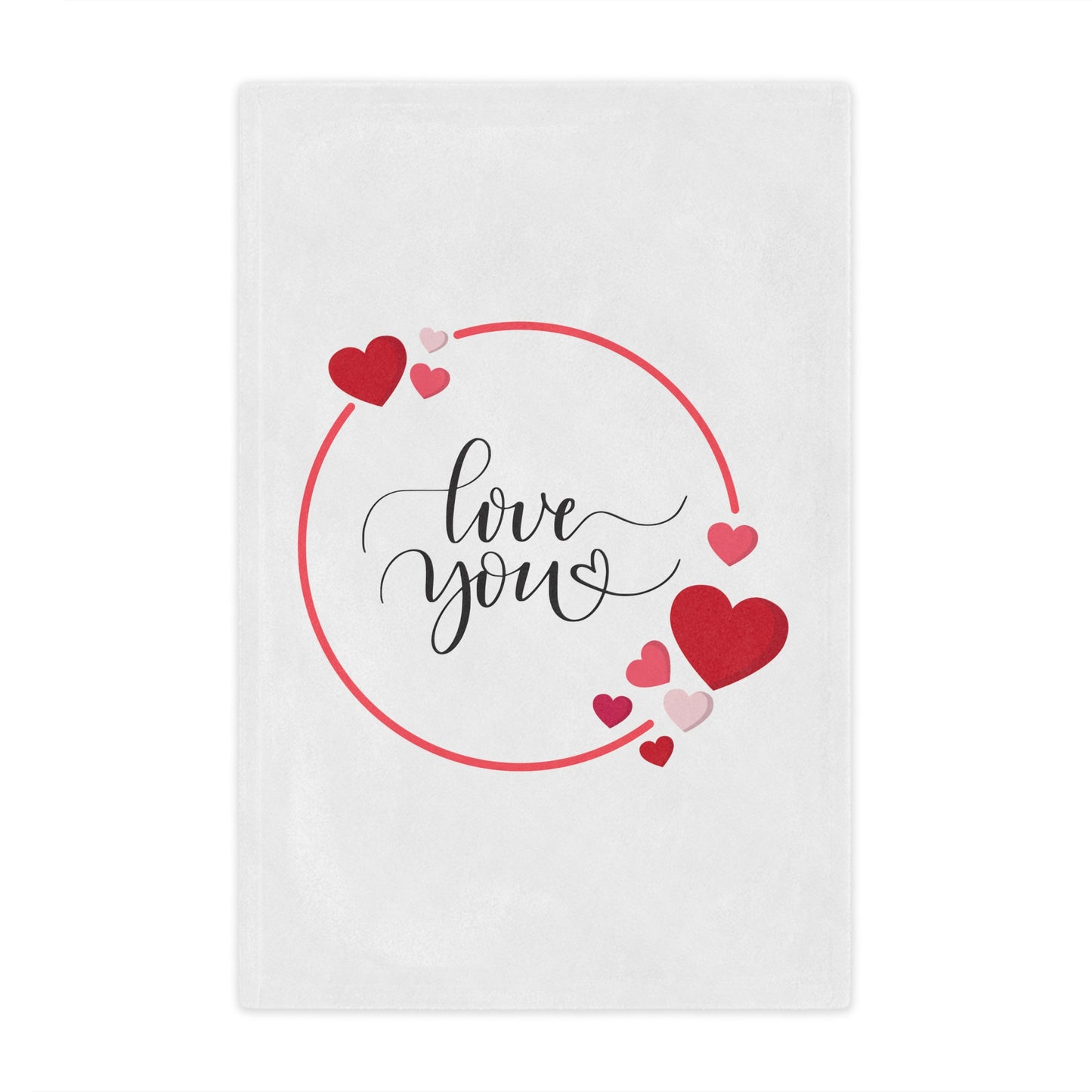 Love You with Flying Hearts Printed Valentine Minky Blanket