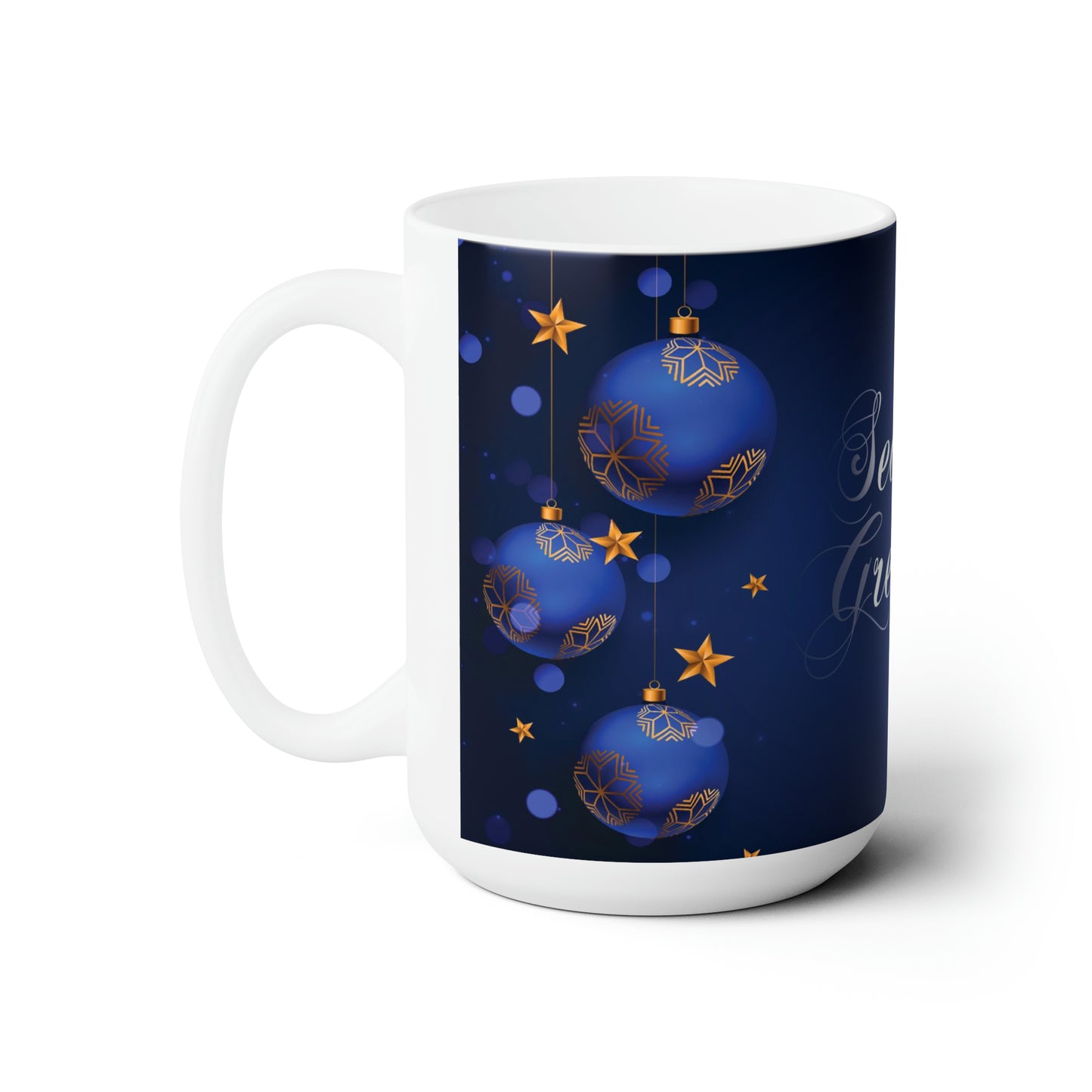 Merry Christmas Ceramic Mug 15oz, Blue