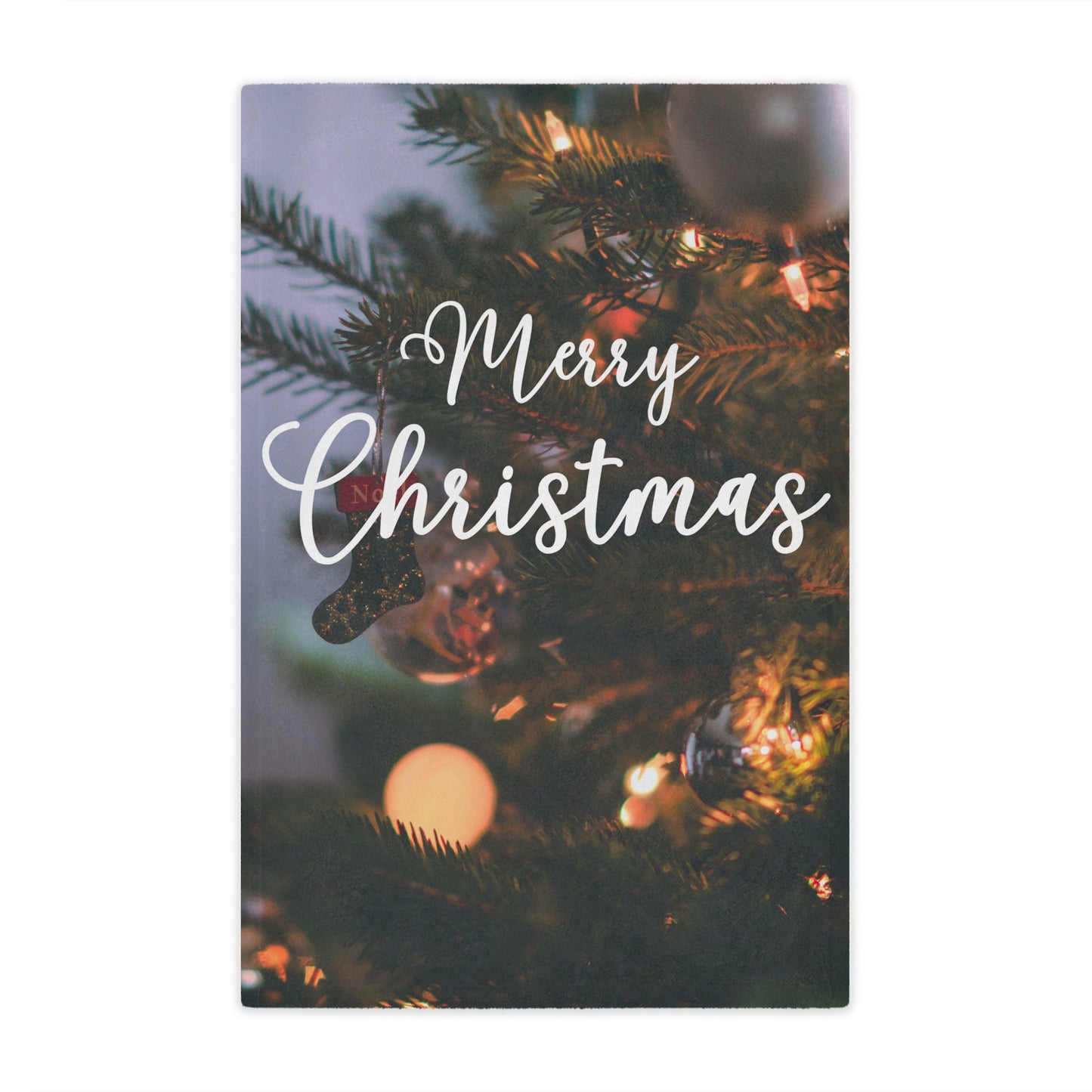 Merry Christmas with Ornament Printed Velveteen Minky Blanket