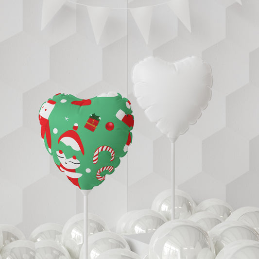 Christmas Mylar Balloon – Round or Heart-Shaped, 11 Inch, with Stick