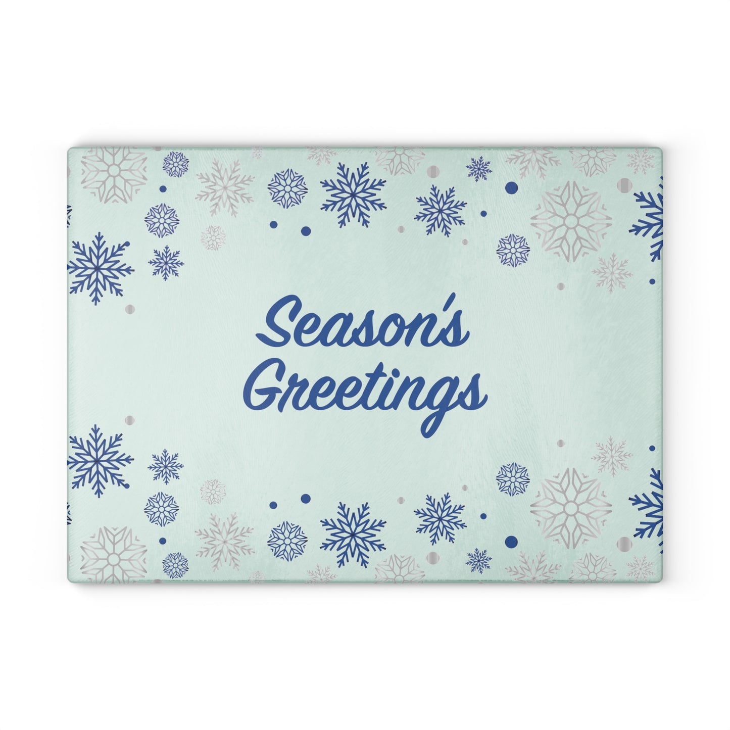 Season;s Greetings Glass Cutting Board, White