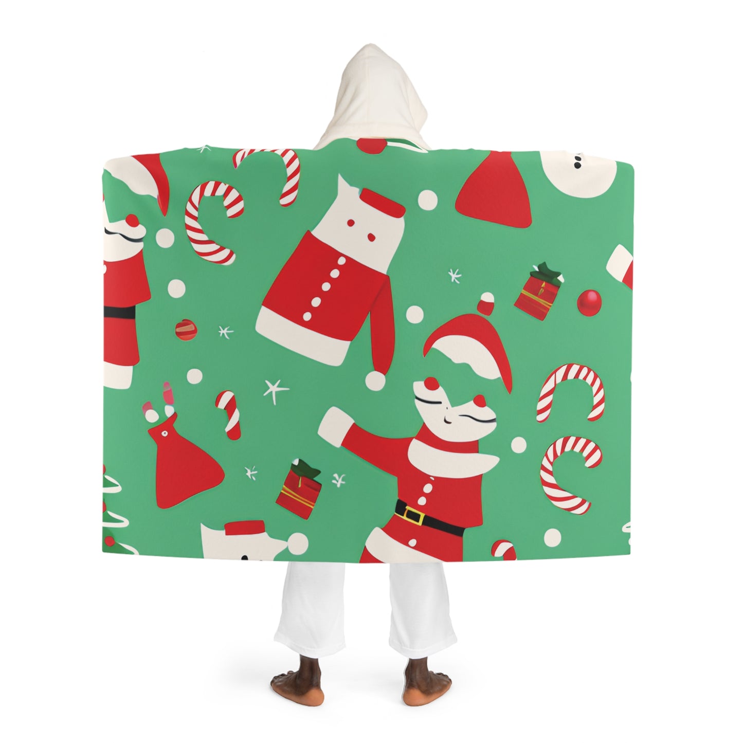 Christmas Hooded Sherpa Fleece Blanket – Cozy Holiday Wearable Throw