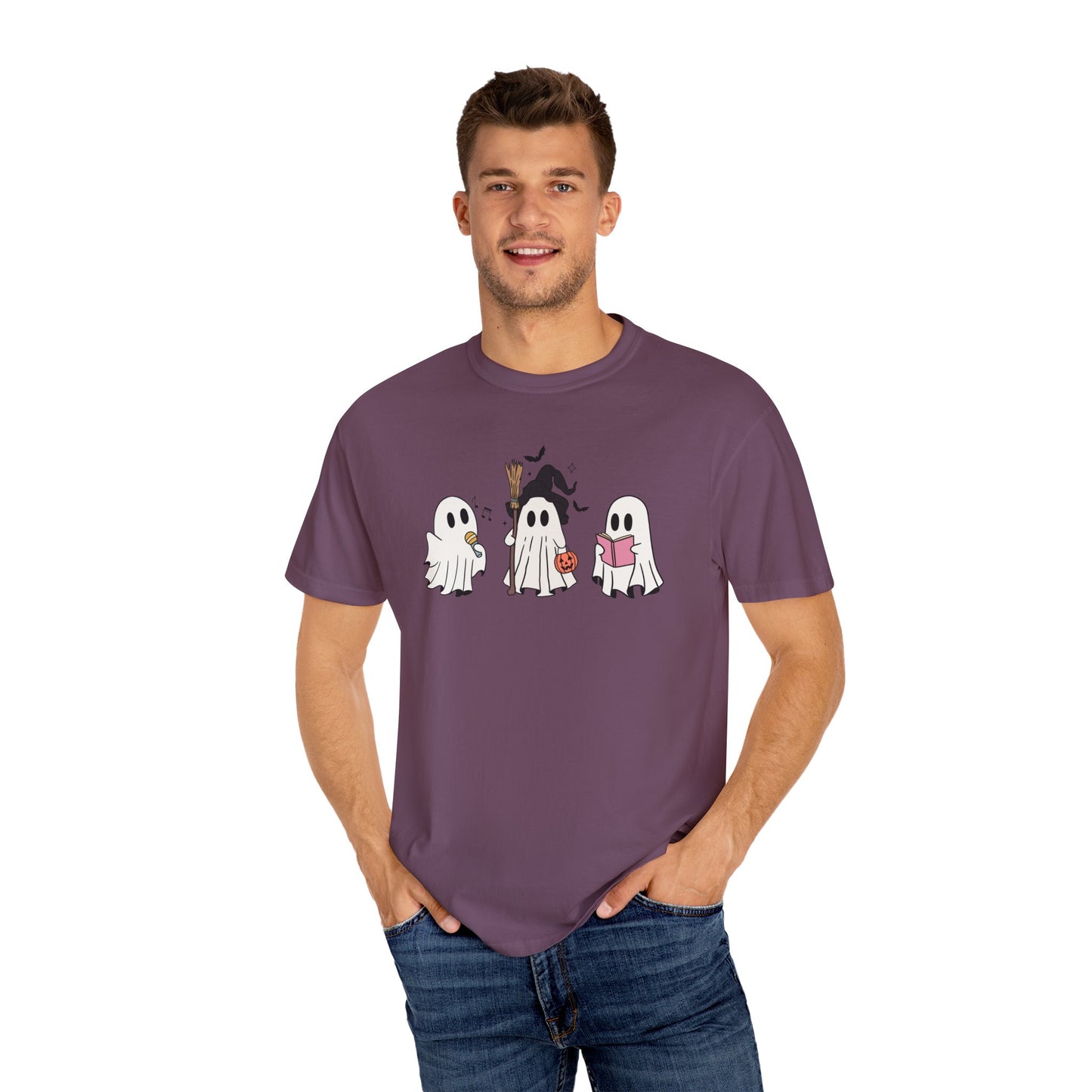 Cute Ghost Friends Halloween T-Shirt – Fun Cartoon Graphic Tee for Spooky Season