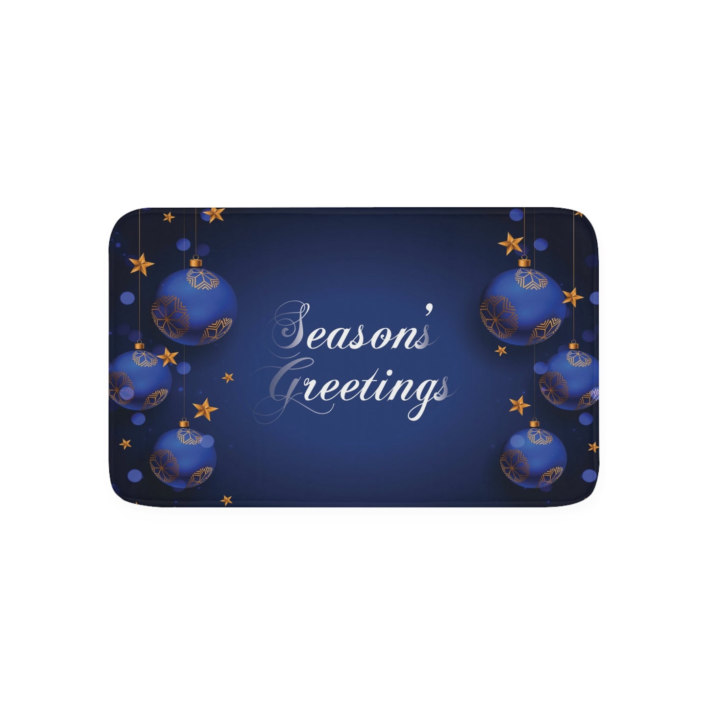 Season's Greetings Memory Foam Bath Mat, Dark Blue