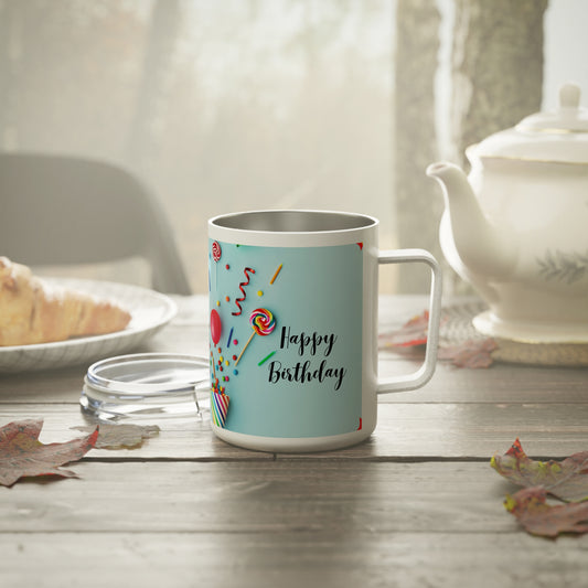 Birthday Coffee Mug, Happy Birthday Insulated Coffee Mugs 10 oz