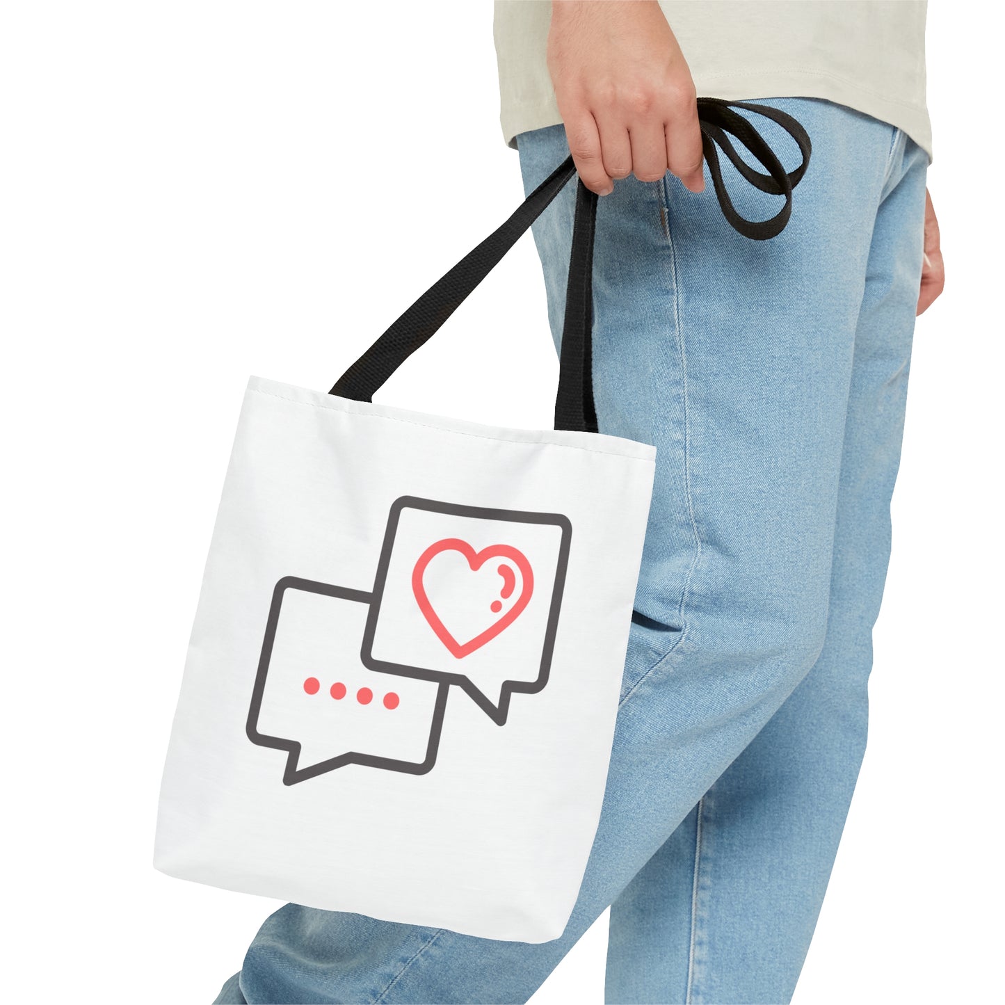 Messege from Heart Printed Tote Bag, Valentine's Tote Bag