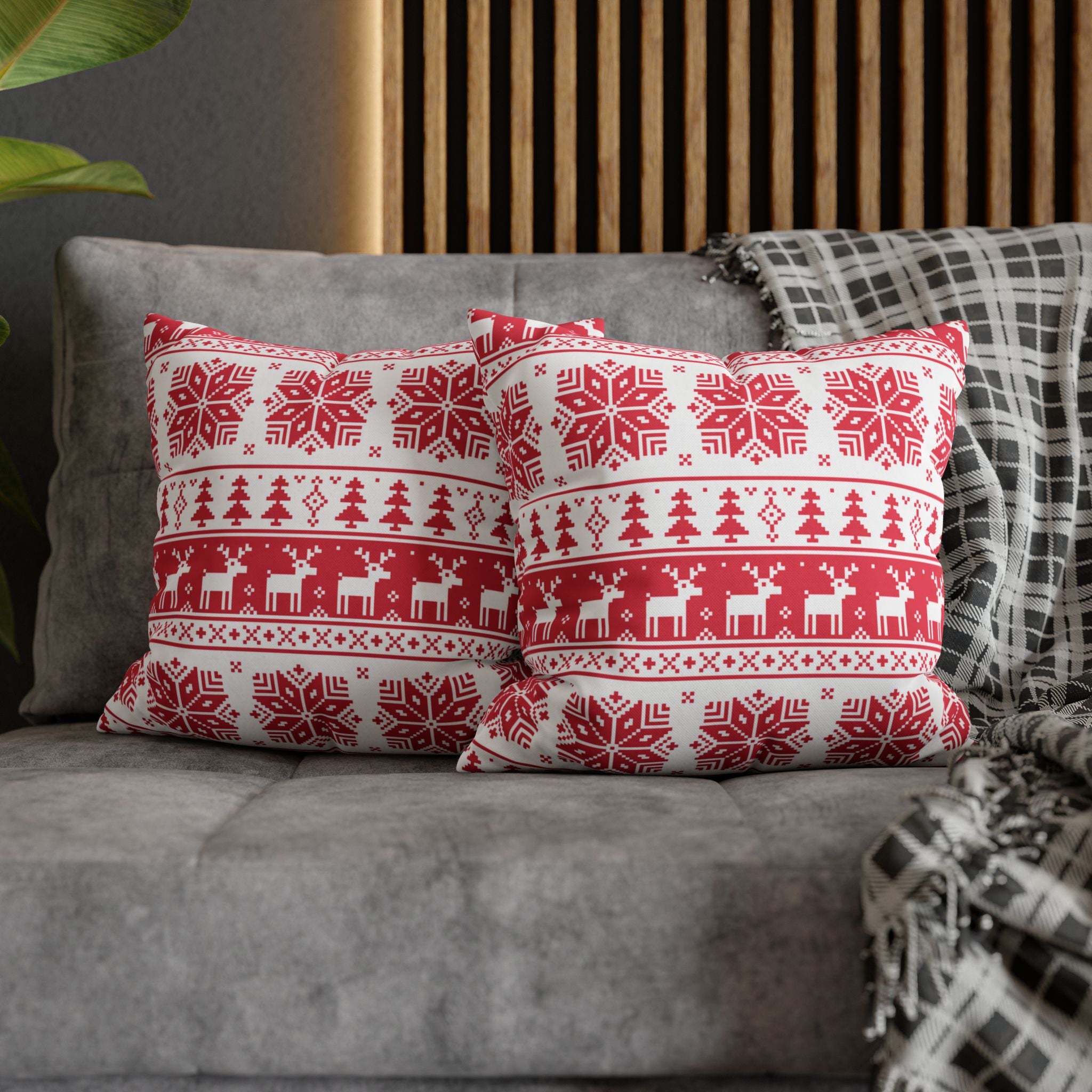 Christmas Spun Polyester Pillowcase – Double-Sided Holiday Cushion Cover