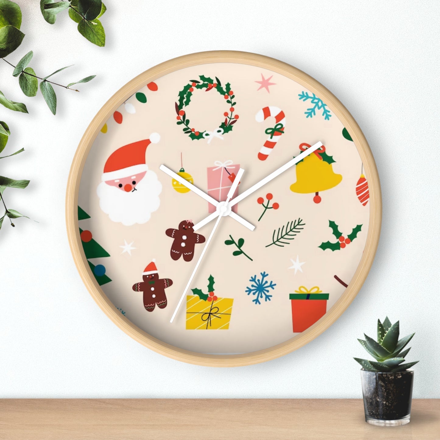 Beige Christmas Wall Clock