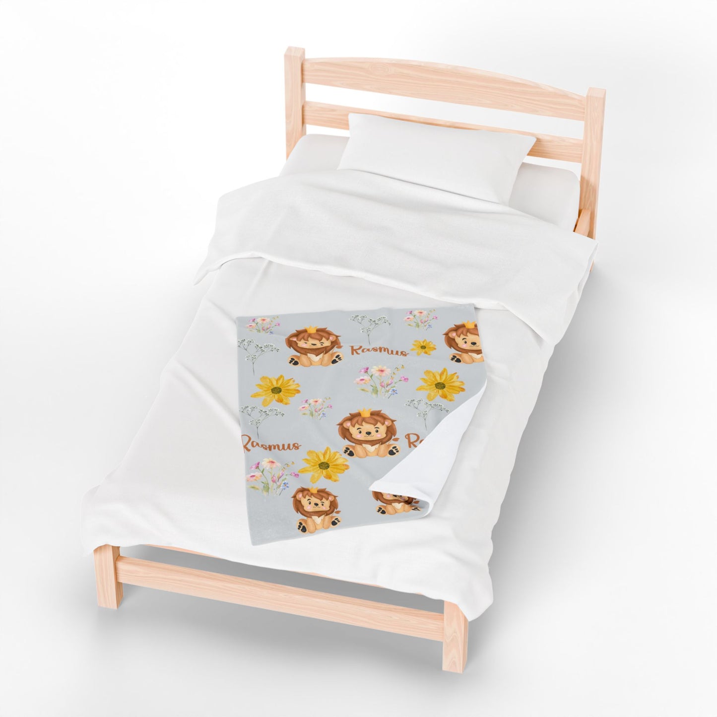 Personalized Lion Baby Blanket – Velveteen Plush Safari-Themed Name Blanket for Newborns, Baby Shower Gift