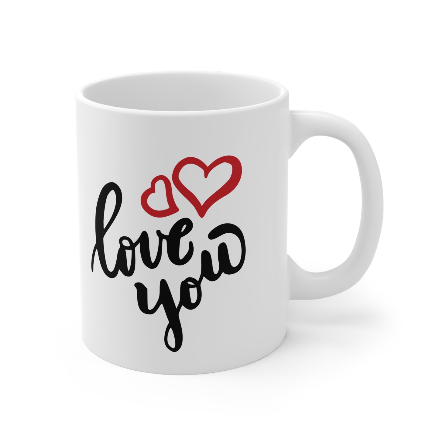 Couple's Hand with Loe You Printed Ceramic Mugs, 11oz