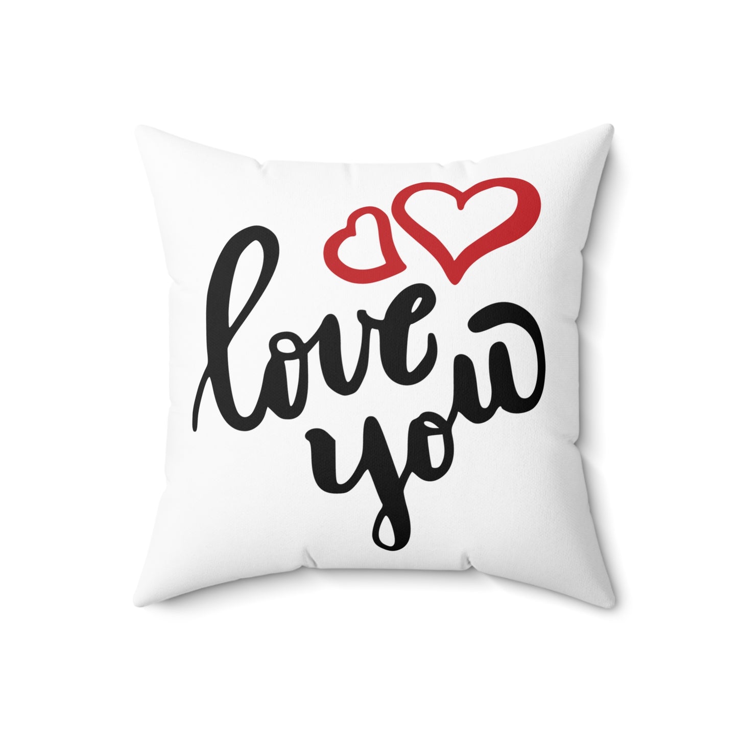 Love You with Couples Hand Printed Square Pillow