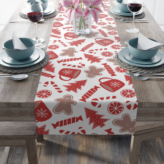 Pumpkin & Skull Table Runner – Festive Orange & Gray Halloween Decor