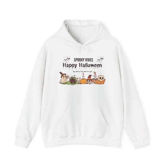 Spooky Vibes” Halloween Hoodie – Ghosts, Cauldrons & Cozy Curses