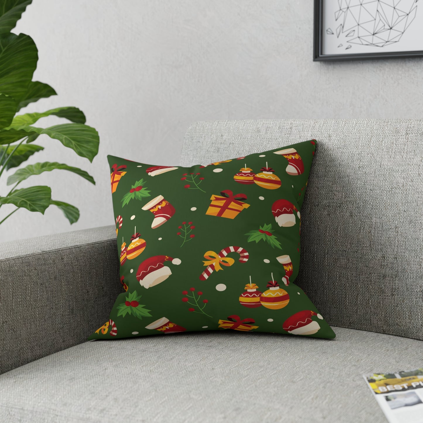 Christmas Broadcloth Pillow, Green