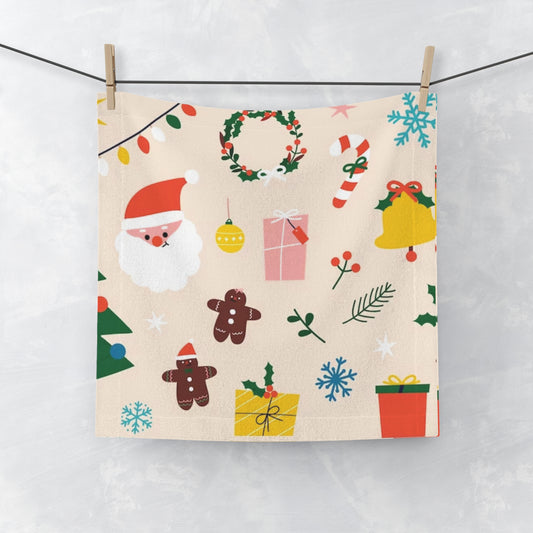 Christmas Soft Cotton Blend Face Towel – 13" x 13"