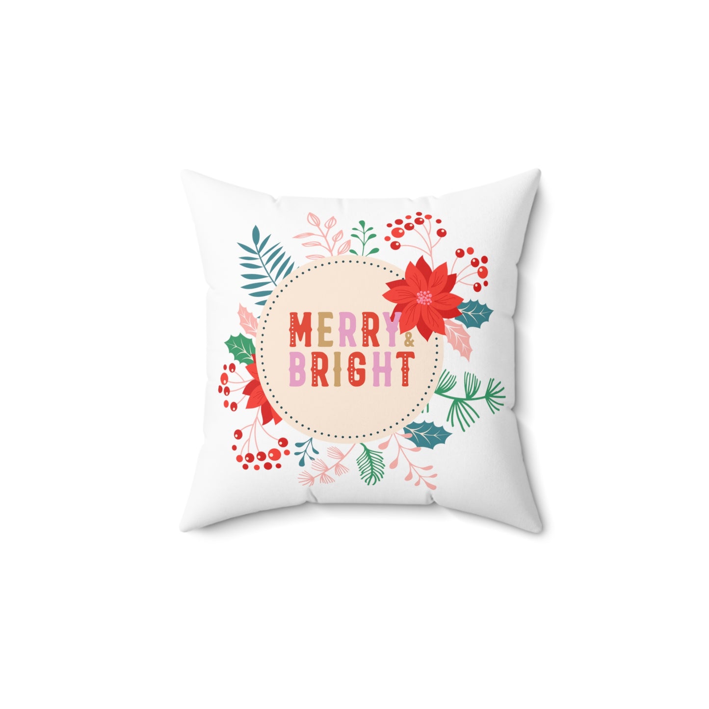 Merry Bright Printed Spun Polyester Square Pillow