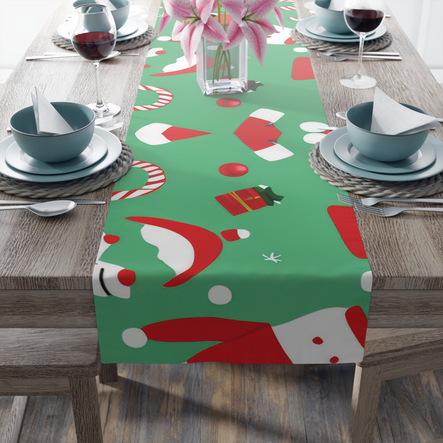 Christmas Table Runner – Cotton Twill or Polyester in Two Sizes