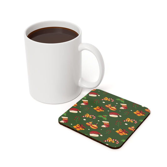 Christmas Cork Back Coaster, Green