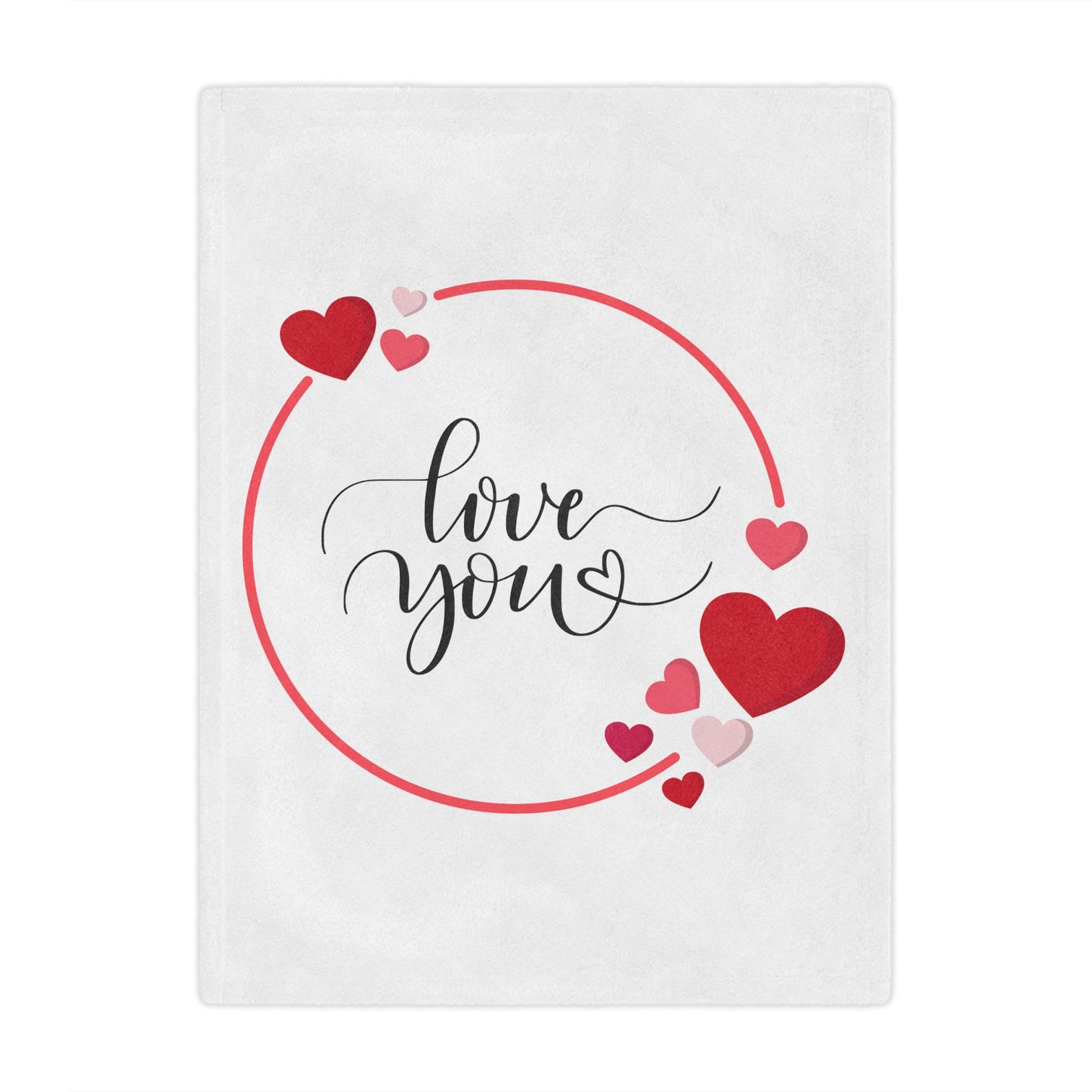 Love You with Flying Hearts Printed Velveteen Minky Blanket for Valentine