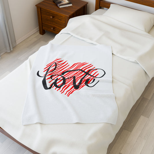 Love Inside Heart Printed Velveteen Plush Blanket for Valentine