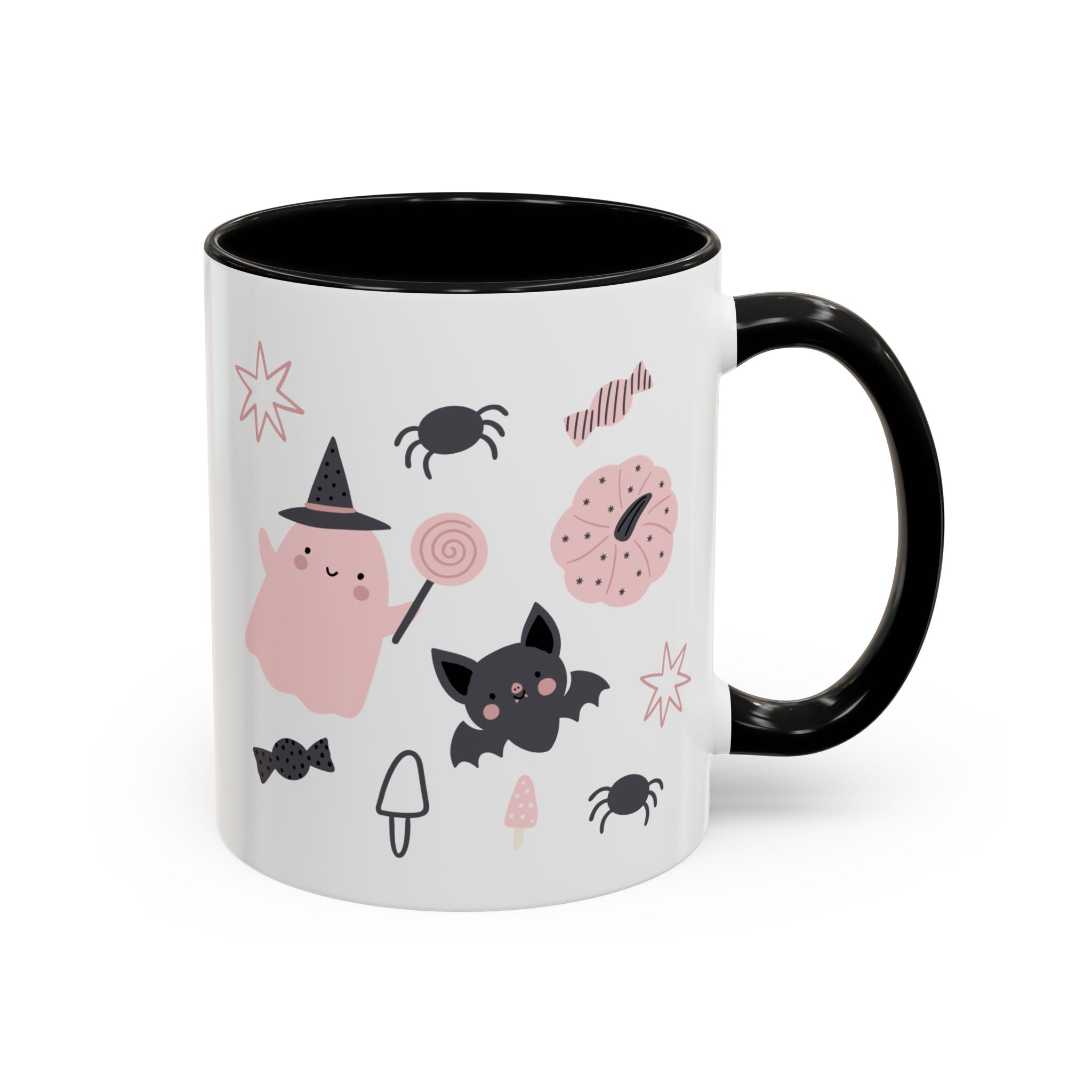 Halloween Ceramic Mug, Festive Pumpkin and Bat Coffee Cup