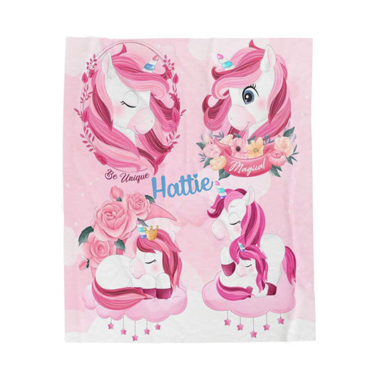 Personalized Unicorn Blanket for Kids – Soft Plush Velveteen Throw for Girls – Magical Custom Gift for Birthdays & Holidays