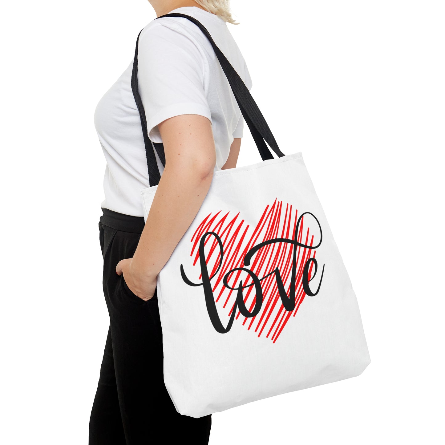 Beautiful Heart with Love Printed Tote Bag, Valentine's Tote Bag