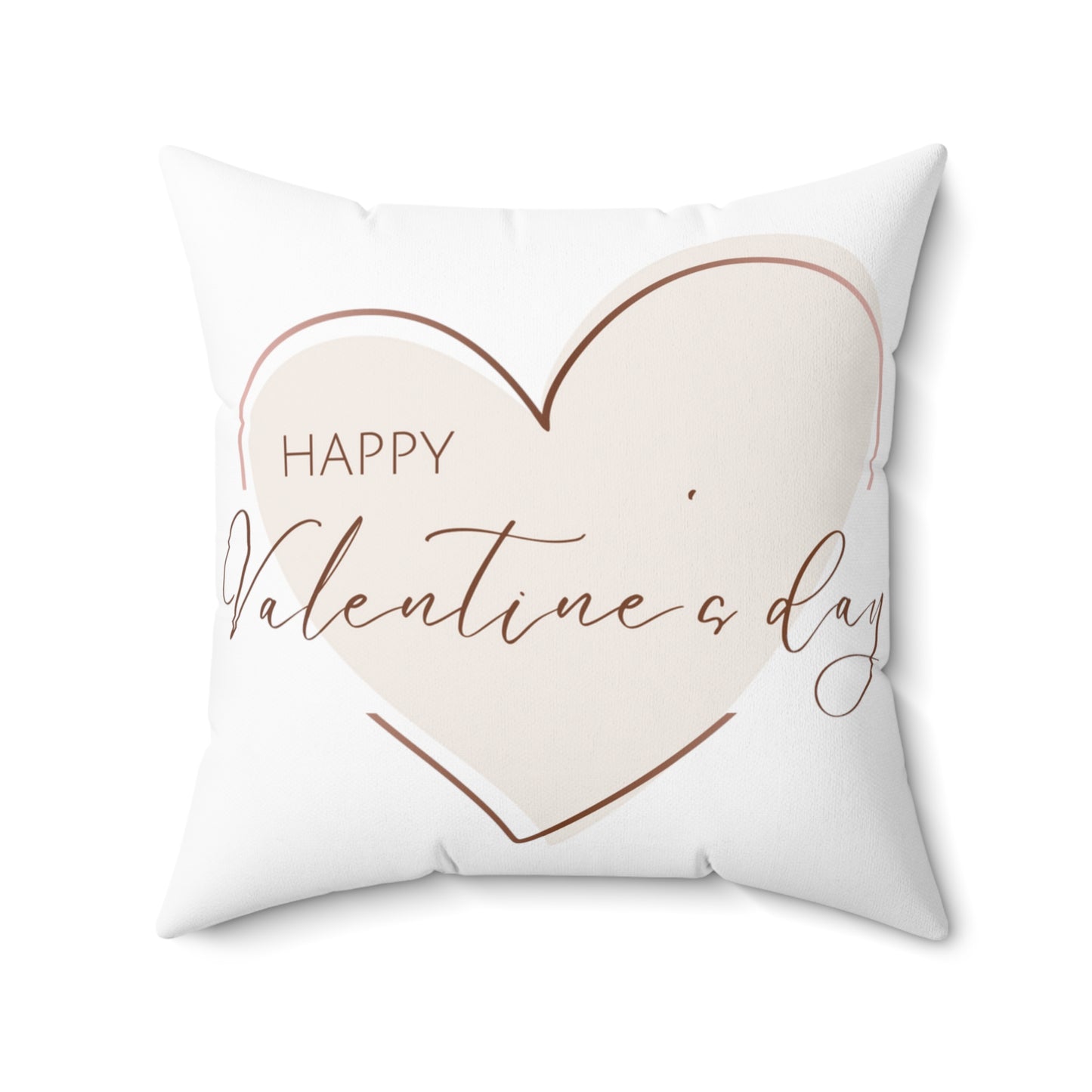 Happy Valentine inside Heart Printed Sqaure Pillow Case