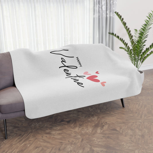 Happy Valentine with Flying Heart Printed Sherpa Blanket