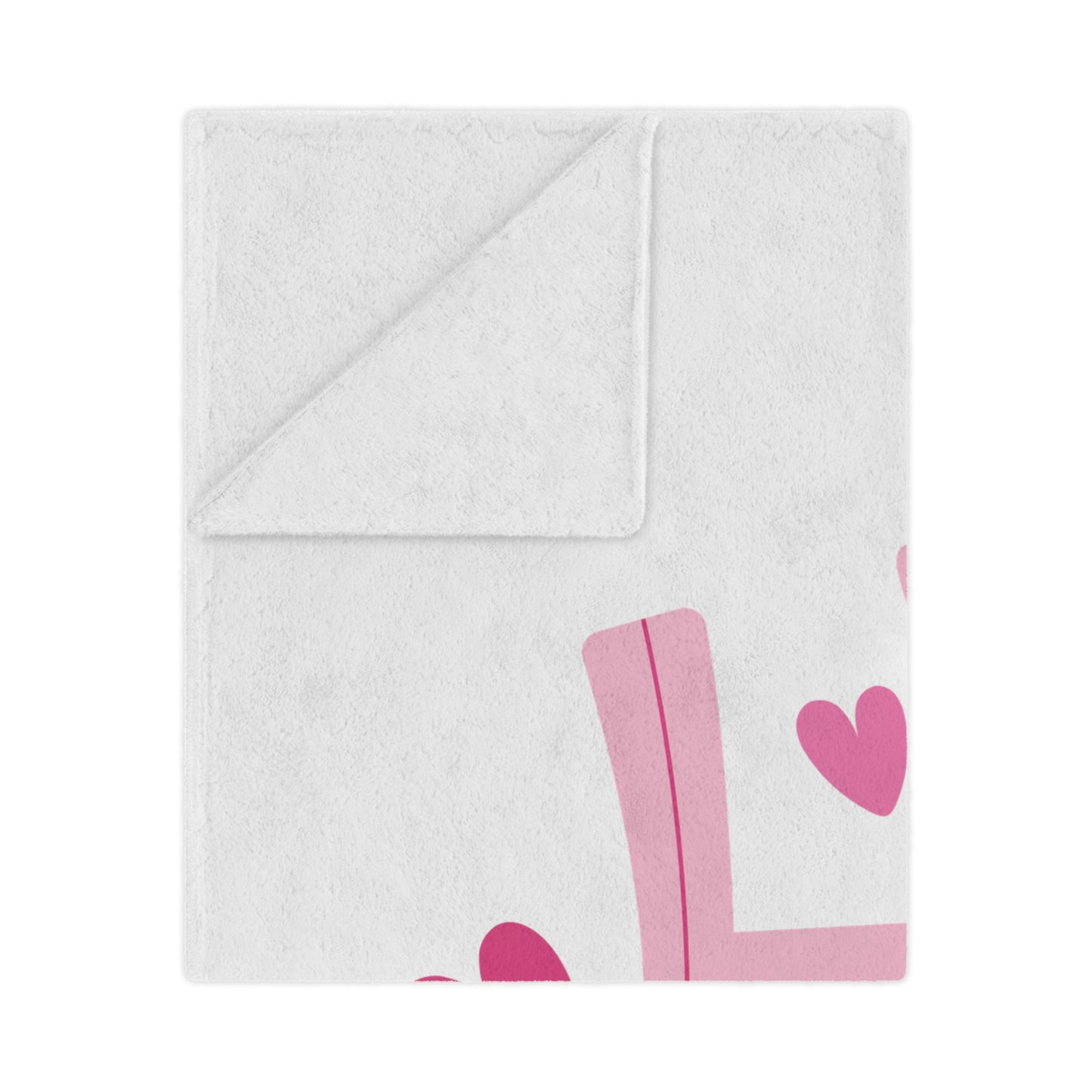 Love with Hearts Printed Velveteen Minky Blanket