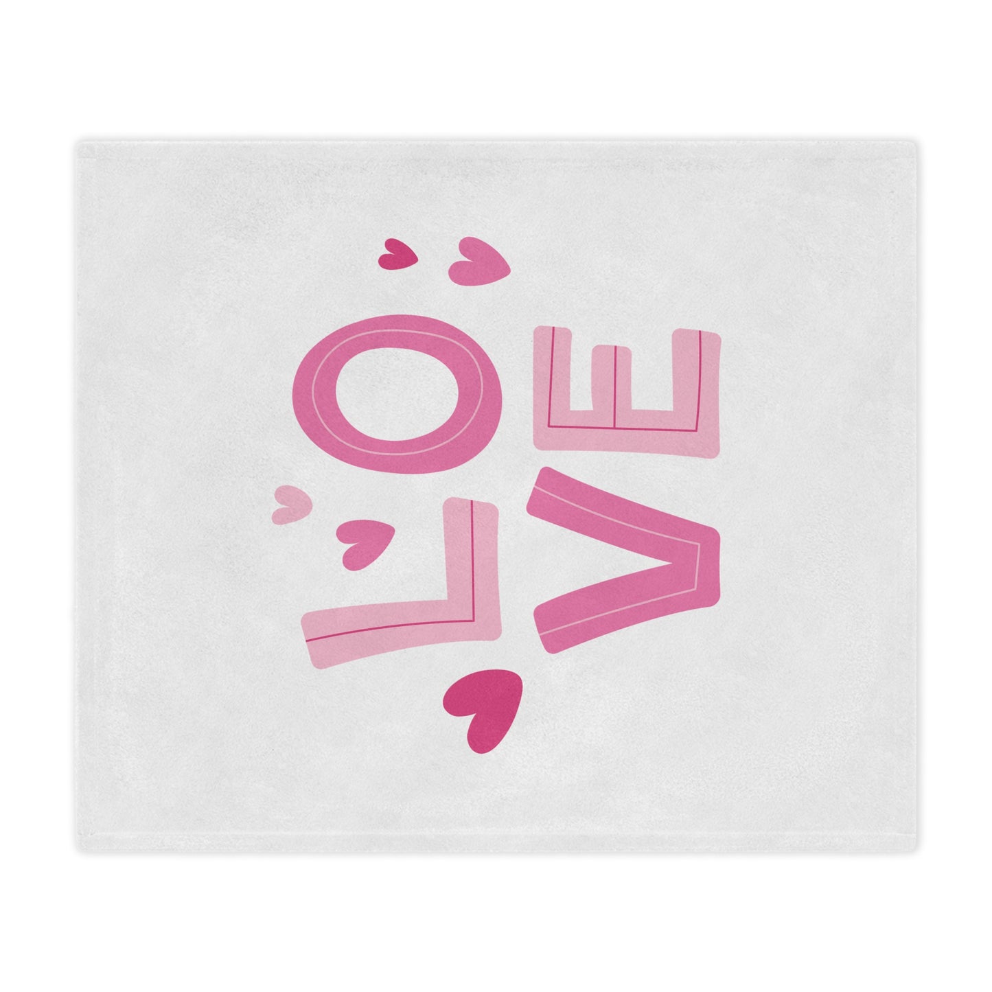 Love with Hearts Printed Velveteen Minky Blanket