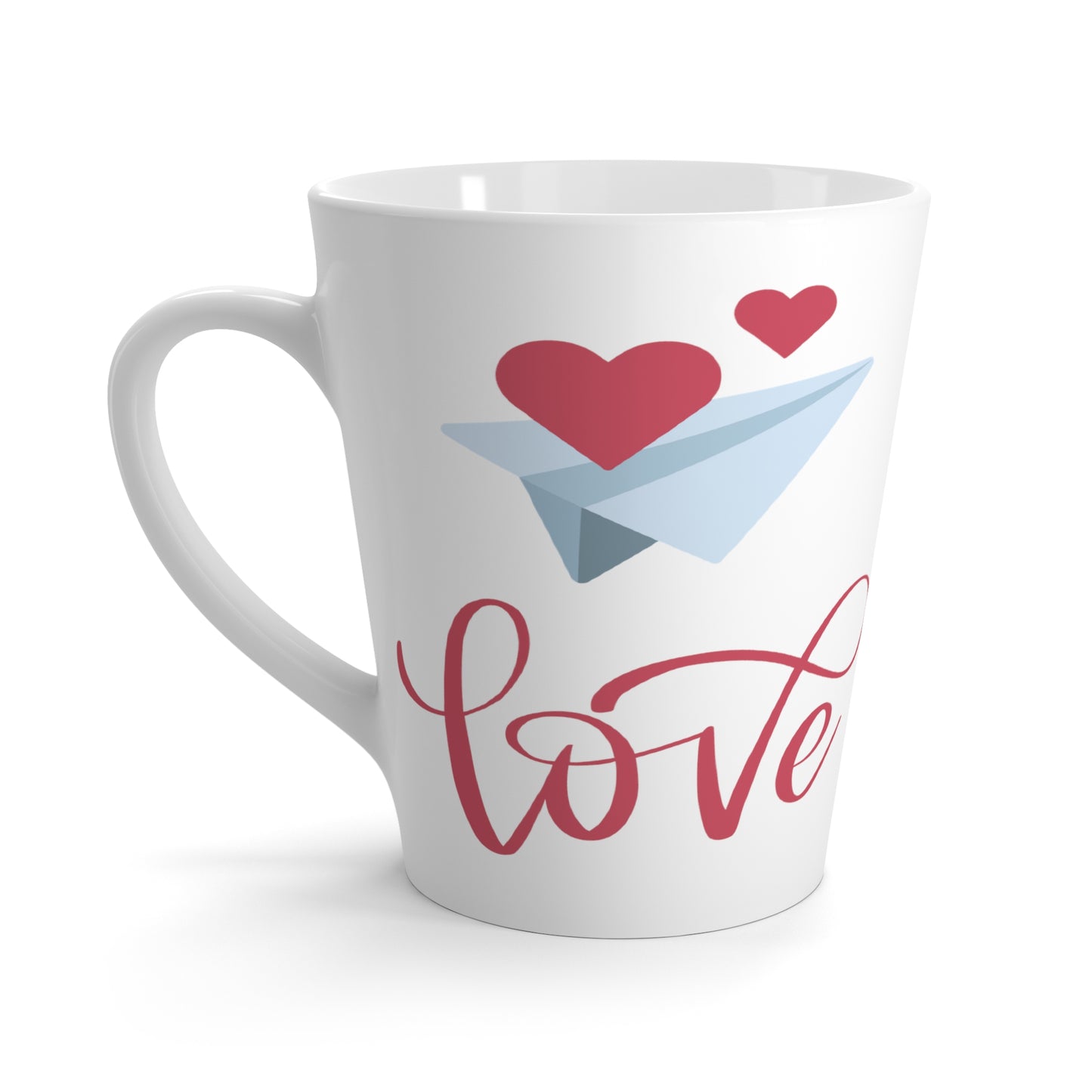 Love With Small Heart Printed Latte Coffee Mug for Valentine's Day, 12oz