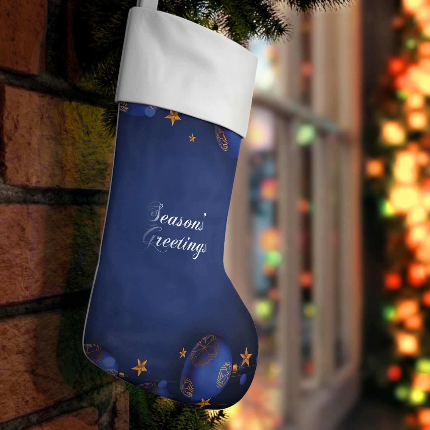 Holiday Stocking, Season's Greetings Christmas Stockings, Blue