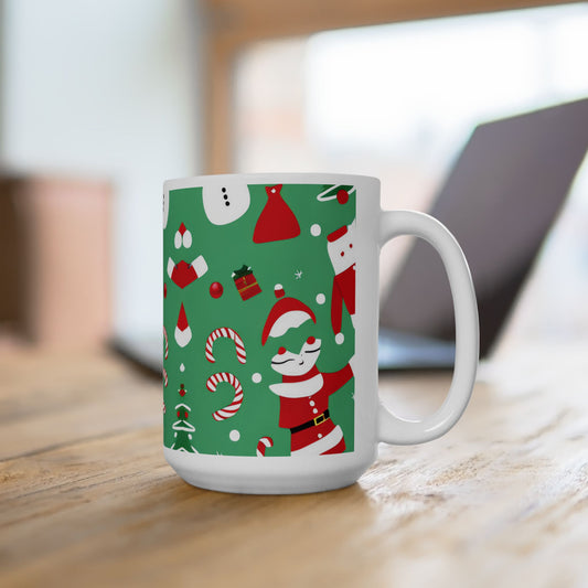 Christmas Ceramic Mug 15oz – Holiday Coffee Cup, Dishwasher & Microwave Safe