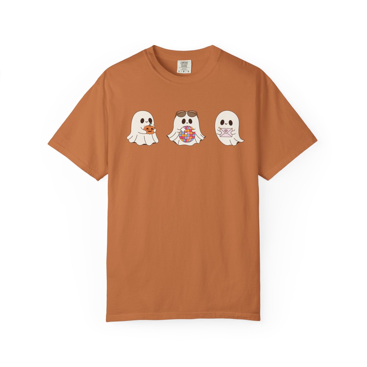 Three Cute Ghosts with Pumpkin, Trick or Treat Party Outfit – October Holiday Shirt