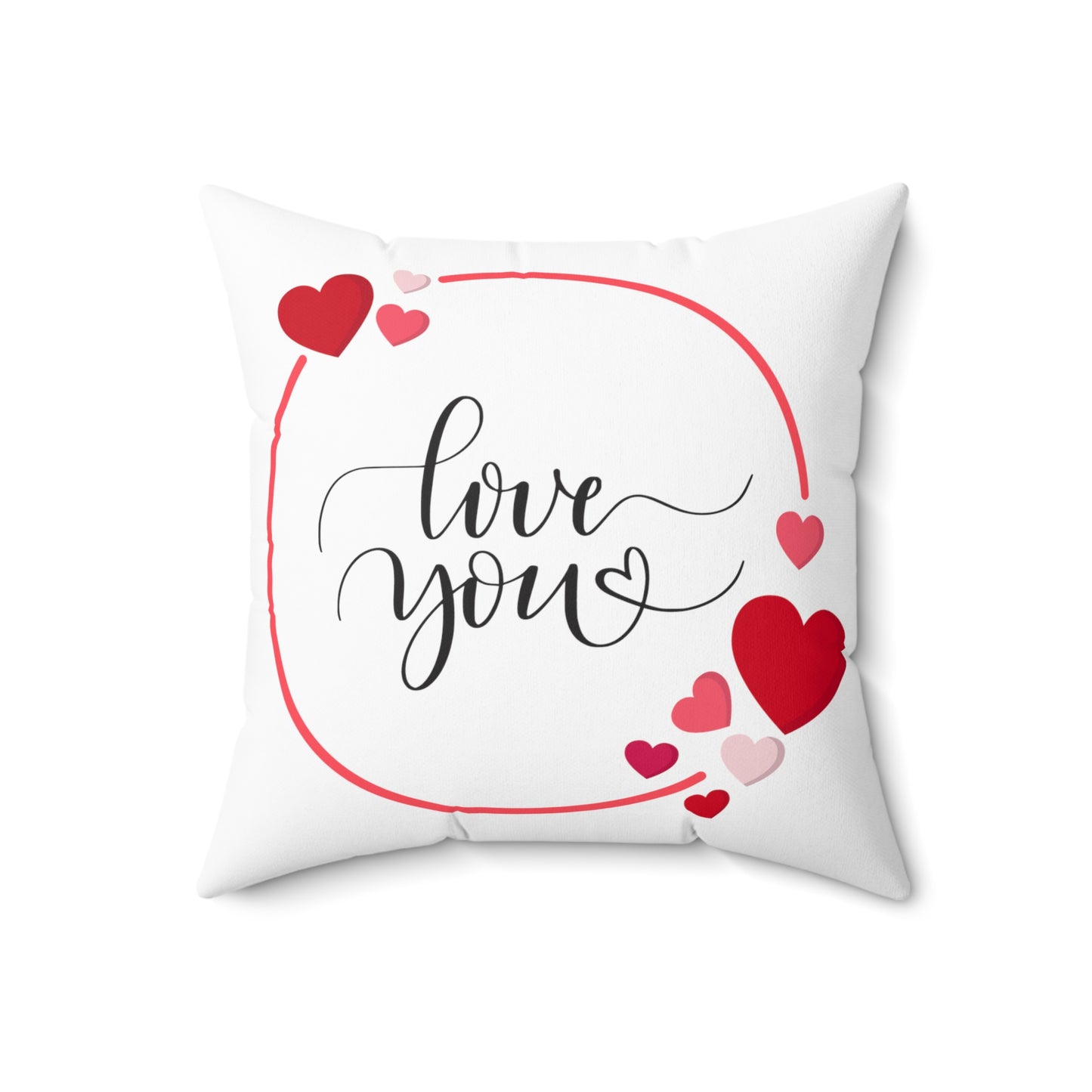 Love You Printed Valentine Spun Polyester Sqaure Pillow