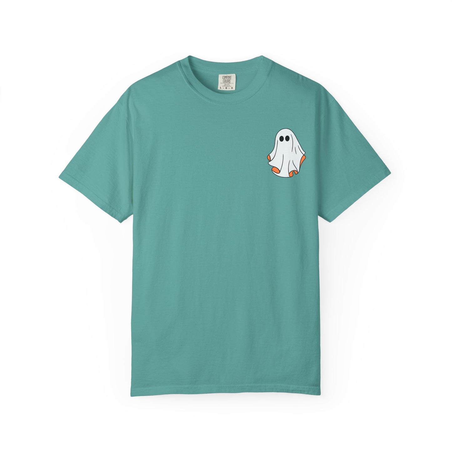 Minimal Ghost Halloween T-Shirt – Cute Pocket Graphic Tee for Spooky Season