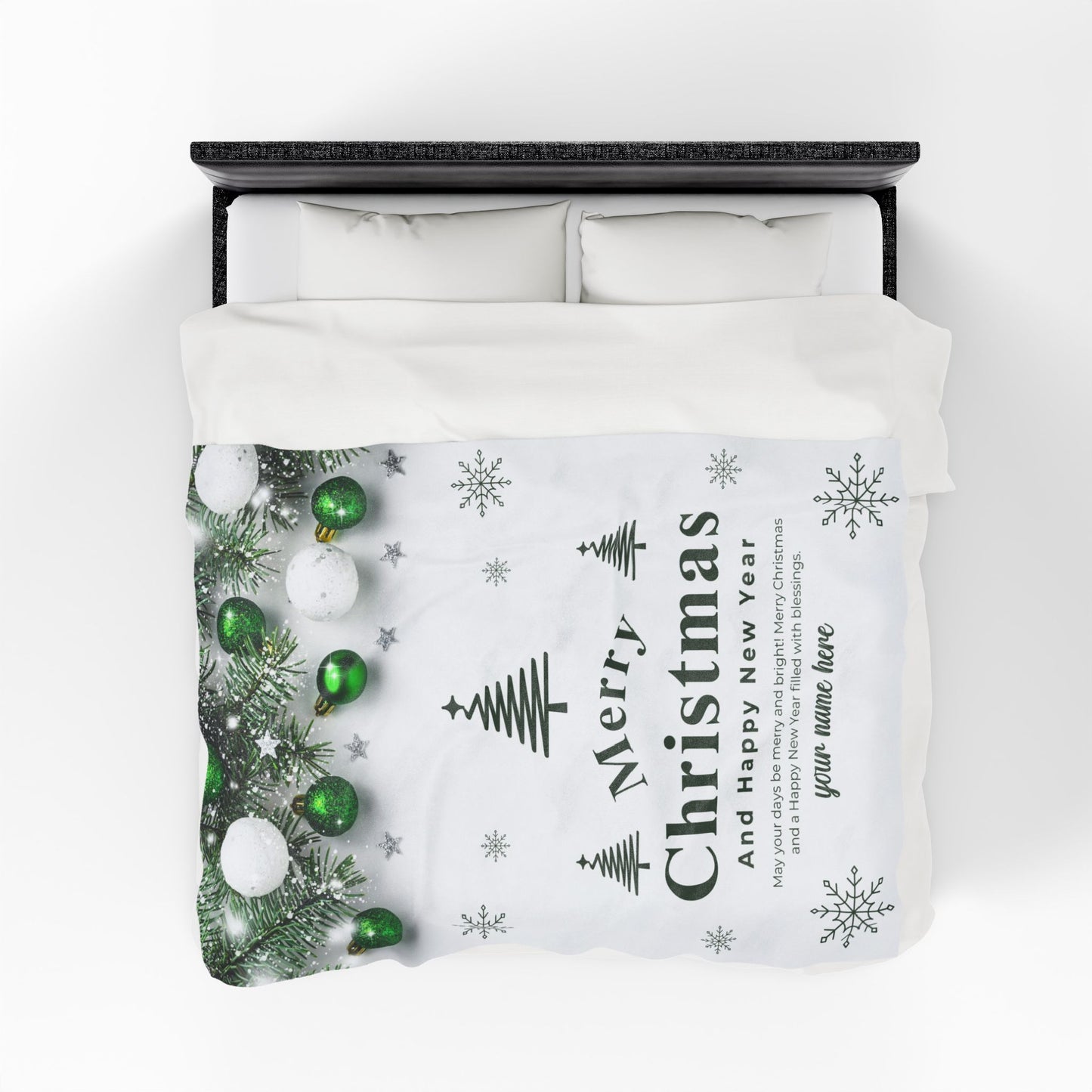 Green Ornament Christmas Blanket – Personalized Holiday Throw for a Merry & Bright Season