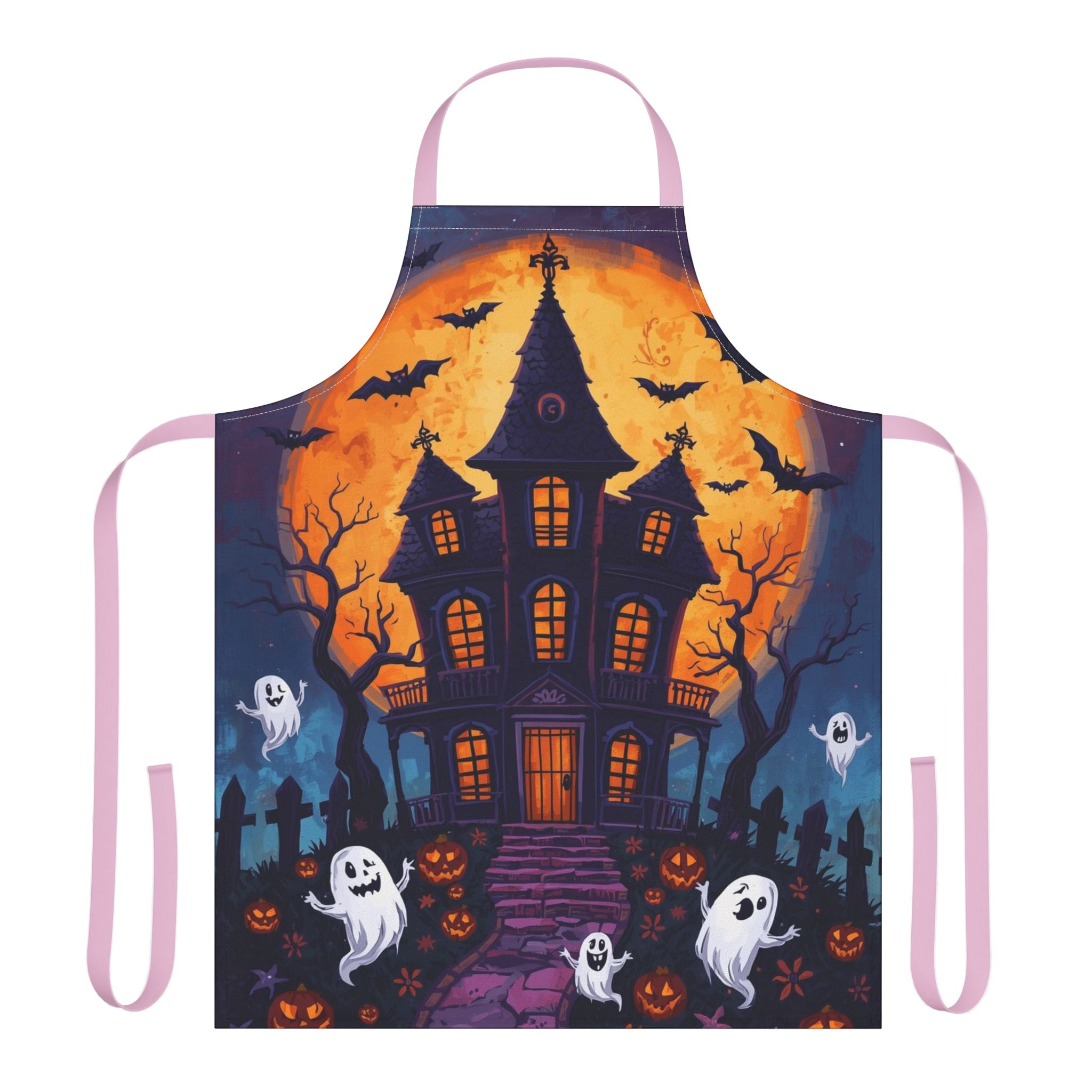 Halloween Apron – Haunted House Festive Apron for Spooky Cooking, Baking and Party Hosting
