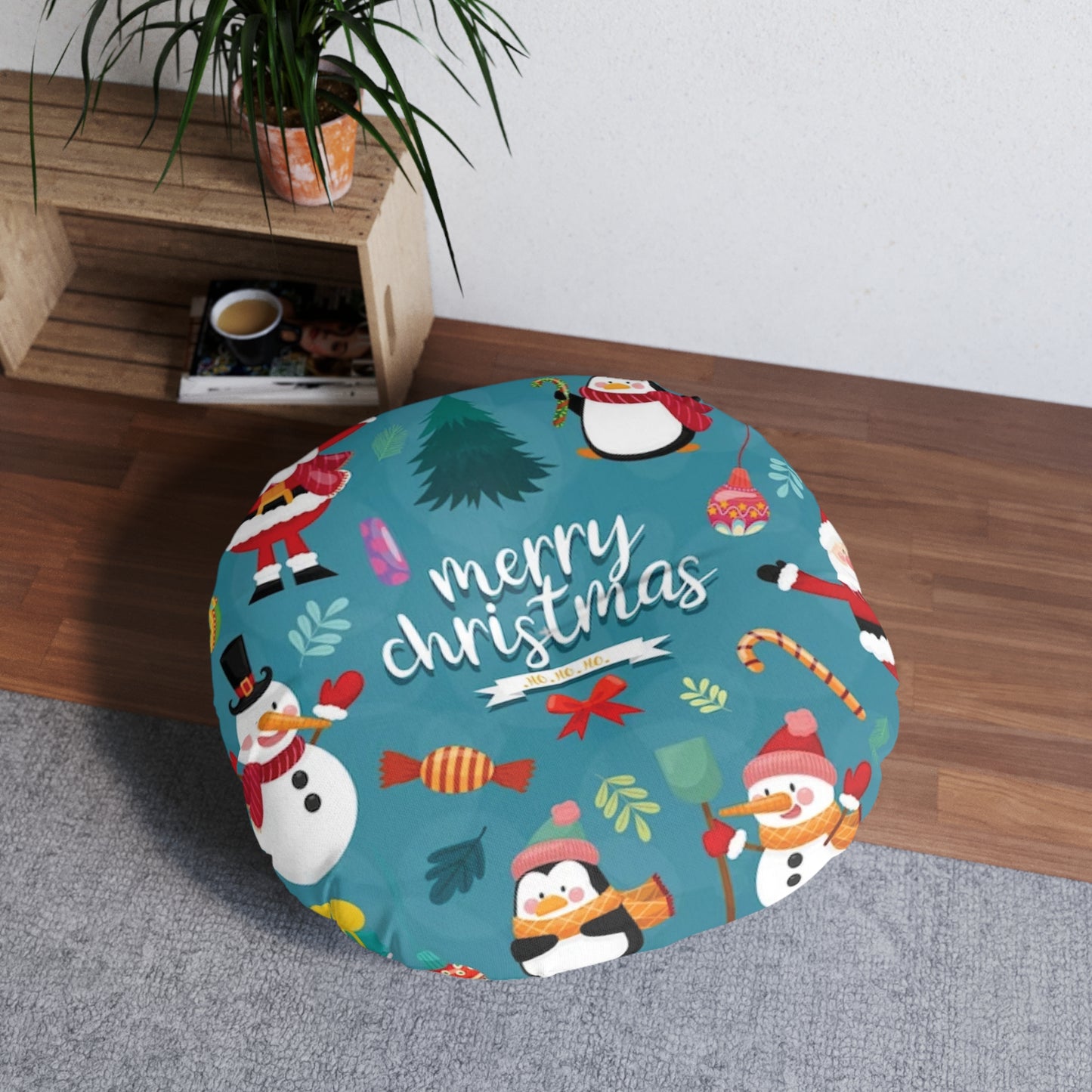 Christmas Tufted Floor Pillow, Multiple Designs