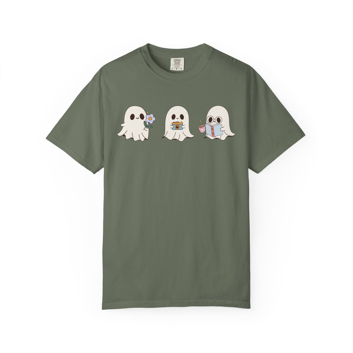 Cute Ghost Trio Halloween T-Shirt – Spooky Season Graphic Tee