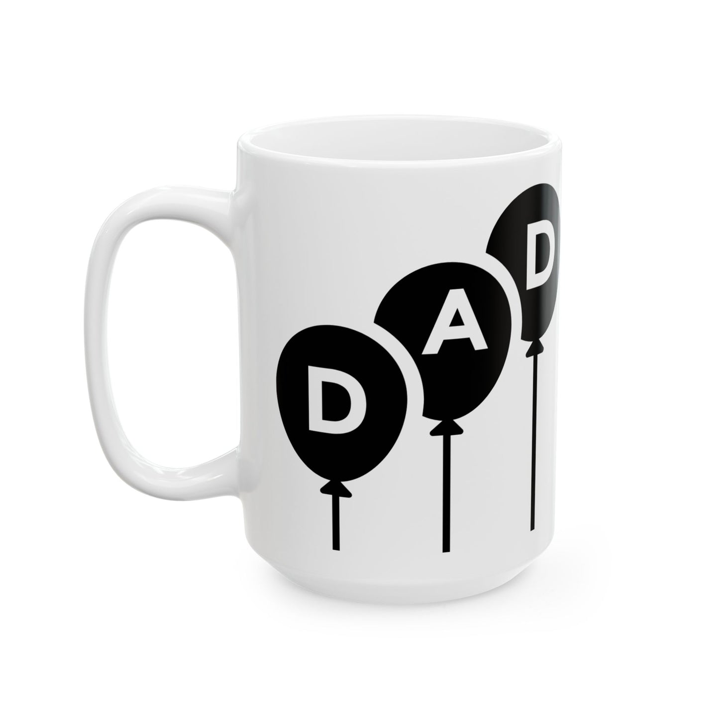 Dad Balloons Ceramic Coffee Mug – Minimalist Father’s Day Gift, 11oz & 15oz