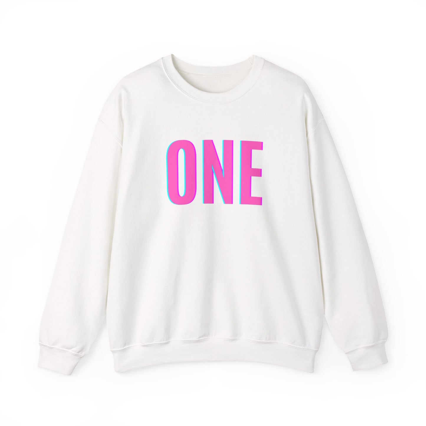 ONE Print White Unisex SweatshirtCrewneck Sweatshirt